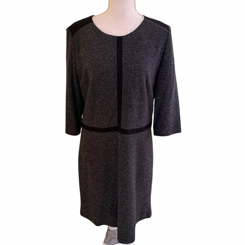 Boss Hugo Boss Grey Tweed with Black Trim Sheath Dress 10